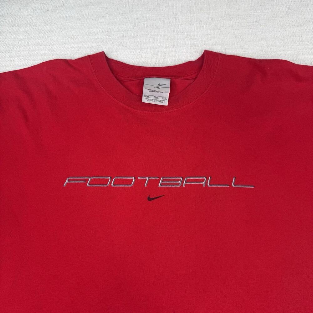 VTG Nike Shirt Mens Red Football Tee Center Swoosh Jersey Y2K Double Sided XXL